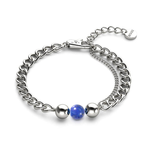 Lapis x Argent | Bracelet chaîne de pierres précieuses